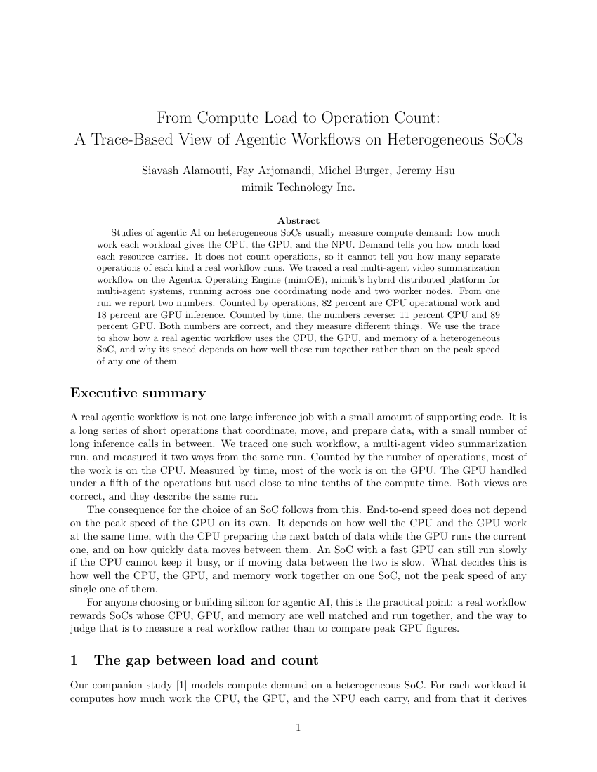 From Compute Load to Operation Count: A Trace-Based View of Agentic Workflows on Heterogeneous SoCs, cover